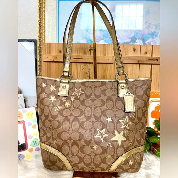 💜COACH Heritage Tote Stars Signature - Picture 2 of 11